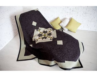 Flax King size quilts, Flax quilted bedspread, linen big tablecloth, linen Bedspread, bedroom decor, Patchwork, St. Patrick's day