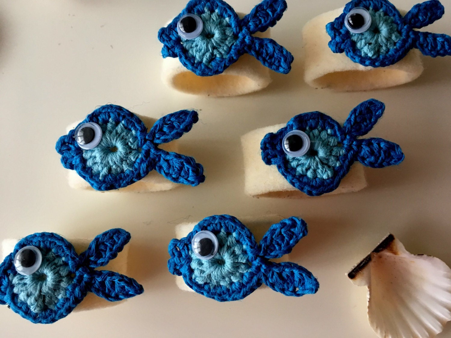Set of 6 Napkin Rings Sea table decor fish napkin ring
