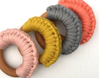 Crochet Wooden Teether Ring