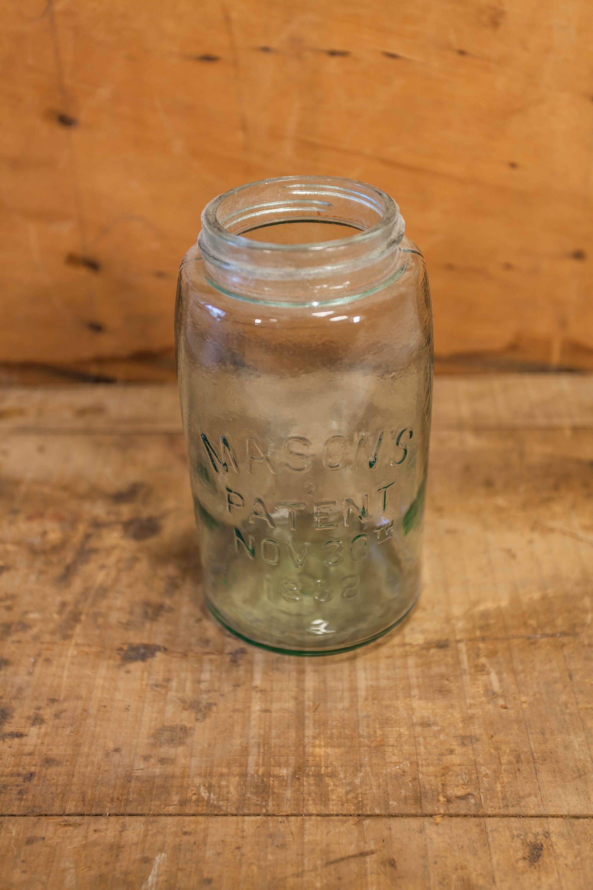 Antique Mason Jar Patent Nov 30th 1858 Embossed Vintage Clear Mason Glass Quart Canning Jar