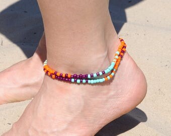 Bohemian Anklet Boho Anklet Gypsy Ankle Bracelet Beaded anklet Beachy anklet Bright anklet Girlfriend Gift for Womens ankle womens gift idea