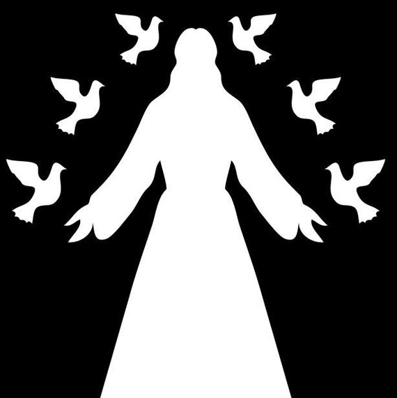 377 Jesus Dove Religious Outline Auto Silhouette 20 Colors