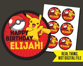 Pokemon Stickers - Pokemon Birthday Stickers- Pikachu Stickers