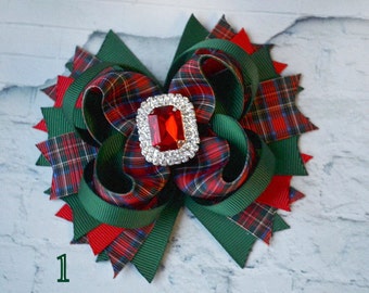 School bows Back to school Birthday gift for girls School hair clip Holiday red green bow Mother daughter gifts School uniform hair bow