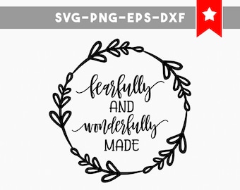 fearfully and wonderfully made svg, bible verse svg, scripture svg, commercial use, newborn wall art, pregnancy reveal, wood sign sayings