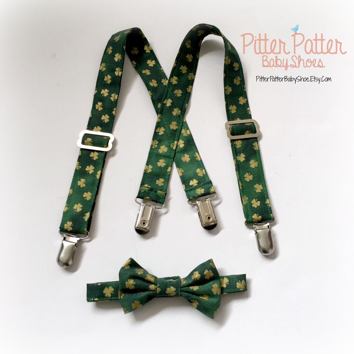 Golden Shamrock Baby SuspendersBaby's 1st St. Patricks