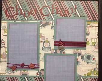 CHOO! CHOO! Trains Premade 12x12 scrapbook page