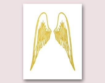 Angel Wings Print, Real Gold Foil Print, Angel wings Wall Decor, wings print, angel decor, angel gifts