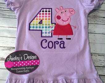 Peppa pig birthday shirt! Peppa pig first birthday! All birthday numbers available!