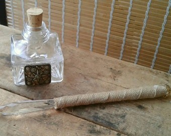 Glass Calligraphy Pen, art, writing, ink well pen, dip style pen, journaling, diary, gift for artists, gift for writer, gold and burlap