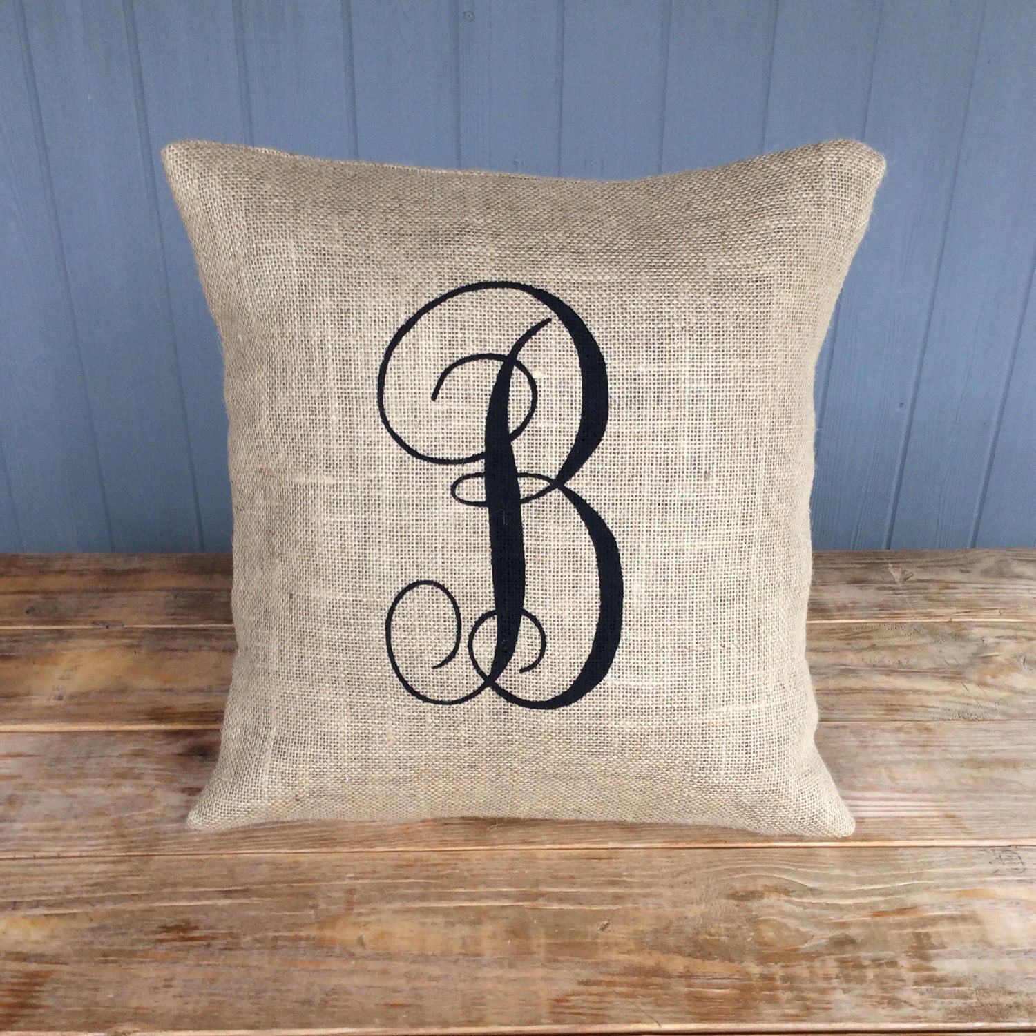 Burlap Pillow Monogram Burlap Pillow Rustic Pillow Throw