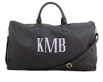 Monogram Luxe Duffel Bag- Weekender Grey