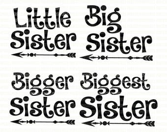 Little Sister Big Sister SVG File DXF EPS png Cutting File Silhouette Studio Designer Edition Cricut Design Space Printable Clipart Stencil