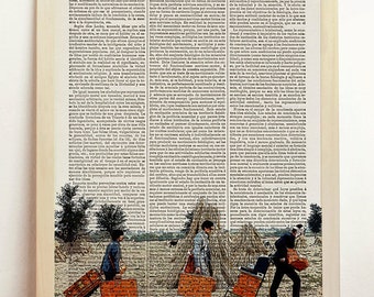 The Darjeeling Limited Print Wes Anderson Movie Poster Film Retro Owen Wilson Vintage Art Upcycled Decor Book Dictionary