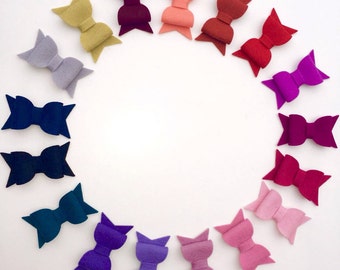 100% wool felt chunky hair bows - small - toddler hair bows, felt hair clips, snap clips