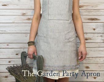 Woman's Apron, Linen, Gardening, Linen Apron, Cross back Apron, Apron for Woman, Garden Apron, Vintage Apron, Gardening Apron, Linen Apron