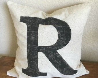 BEST SELLER | Initial Pillow | Rustic Pillow Cover | Farmhouse Pillow | Multiple Sizes Available | Pillow Cover | Made To Order