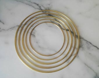 Brass colored macrame ring, rings, dream catcher rings, hoops, mobile rings, frame, plant holder, lamp shade frames