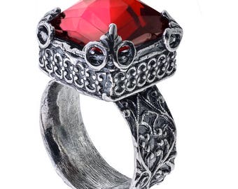 Sterling silver garnet ring, red garnet ring, January birthstone ring, garnet jewelry, mini pirouette, custom made, handmade