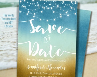 Printable Save the Date, Instant Download, Beach Wedding, Wedding templates, Self Editable PDF A216