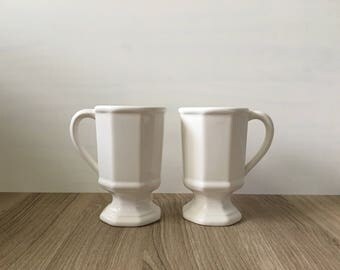 Set of Pfaltzgraff Pedestal Mugs in Heritage White