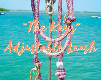 THE KEYS Adjustable Leash, Dog Leash, Rope Leash, Multi Colored Leash, Rope Lead, Hands Free Leash