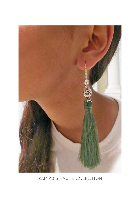 Green Tassel Earring