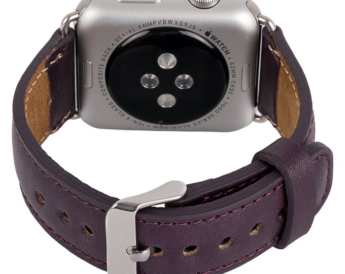 Apple Watch Band Genuine Leather, Women Husband Boyfriend Unique Gift, Apple Watch Leather Band 42mm // Dark Plum