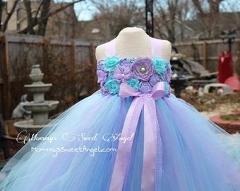 Flower girl tutu dress. Customized flower girl dress. Birthday tutu dress. First birthday tutu. Under the sea tutu dress. Pageant tutu.