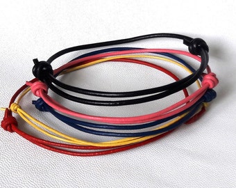 Leather Bracelet Friendship bracelets men bracelet adjustable bracelet Expandable cord bracelet mens jewelry Boyfriend bracelet for him gift