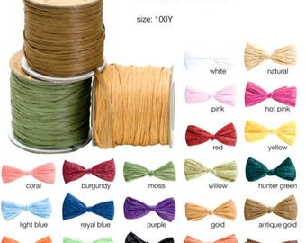 100 yards Matte Raffia Gift Packaging Ribbon, 1/4" - Choose Colors