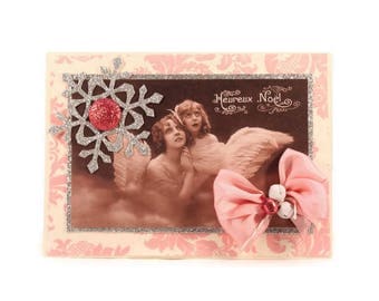 Angel Christmas Card, Joyeux Noel, Holiday Card, Xmas Card, Victorian Style, Vintage Style, Retro Holiday, French Inspired, Paris Christmas