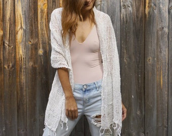 SOLD OUT - Handwoven Organic Cotton Scarf - White