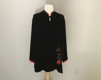 Veste Vintage En Laine Pure - Buste 36 Pouces - Style Mandarin Avec Doublure Soie LINDA POWELL