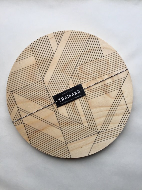 Geometric trivet Art Deco wood coaster large coaster by Tramake