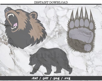 Bear cut file,bear paw,SVG, DXF, PNG, Cricut, Silhouette,cutting machine,clipart,screen print,outdoors,angry bear roar, camping danger, claw