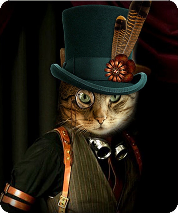 Steampunk Cat Mouse Pad, Home or Office Mouse Pad, Computer Mousepad, Office Desk Accessories by JRCreativeDezignz steampunk buy now online