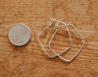 Hammered Diamond Hoops | Sterling Silver