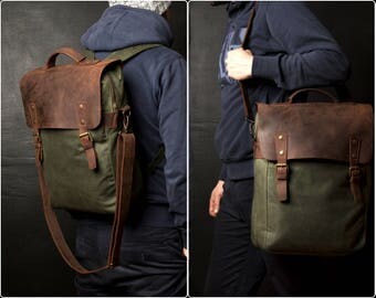 Waxed Canvas Rucksack, Waxed Rucksack, Travel Rucksack, Waterproof Rucksack, Leather Rucksack, Waterproof Laptop Rucksack
