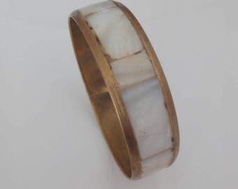 Vintage brass and mother of pearl bracelet