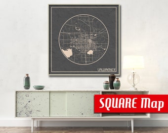 LAWRENCE KS SQUARE Map Lawrence Kansas Poster City Map Lawrence Kansas Art Print Lawrence Kansas poster Lawrence Kansas map