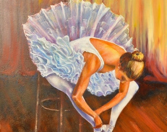Arte ballerina , Arte figurativa ,Olio su tela, quadro dipinto ballerina ,pronto per essere appeso,da Noldin