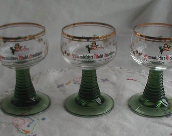 Vintage Mosel Glasses Set of Three German Mosel Glasses