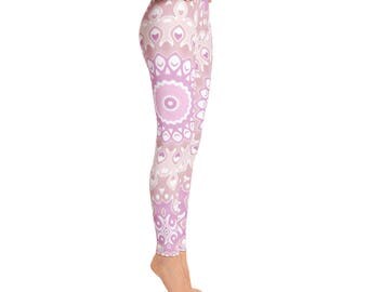 Pink Yoga Pants - Leggings Yoga Pink, Patterned Tights, Yoga Print Tights, Womens Mandala Pants, Art Leggings, Fashion Leggings