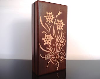 Handmade Wooden Jewellery Box/ Keepsake Box/ Box with flower/ Trinket Box/ Treasure Box