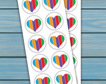 Stickers - Multicolor Heart Circles