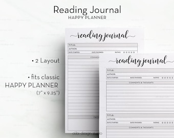 Reading Journal, Happy Planner, Books Printable, Reading Log, Reading List, Planner Printable, Book Planner, MAMBI, Reading Tracker