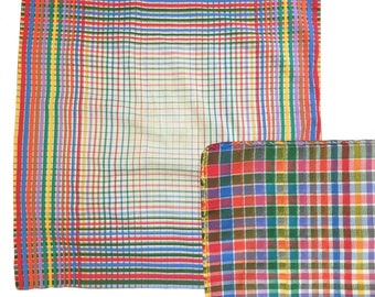 Vintage Rainbow Plaid Cotton Napkin — 18"