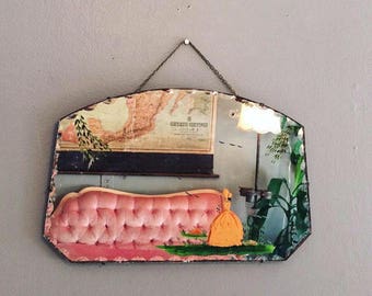 wall mirror hanging mirror art deco mirror vanity mirror large antique round mirror beveled edge mirror scalloped mirror painted shabby chic