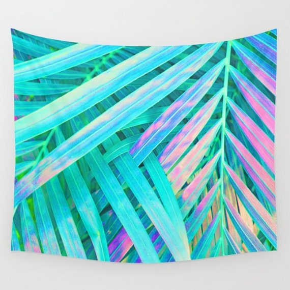 Green Tapestry Palm Leaf Tapestry Tropical Wall Hanging